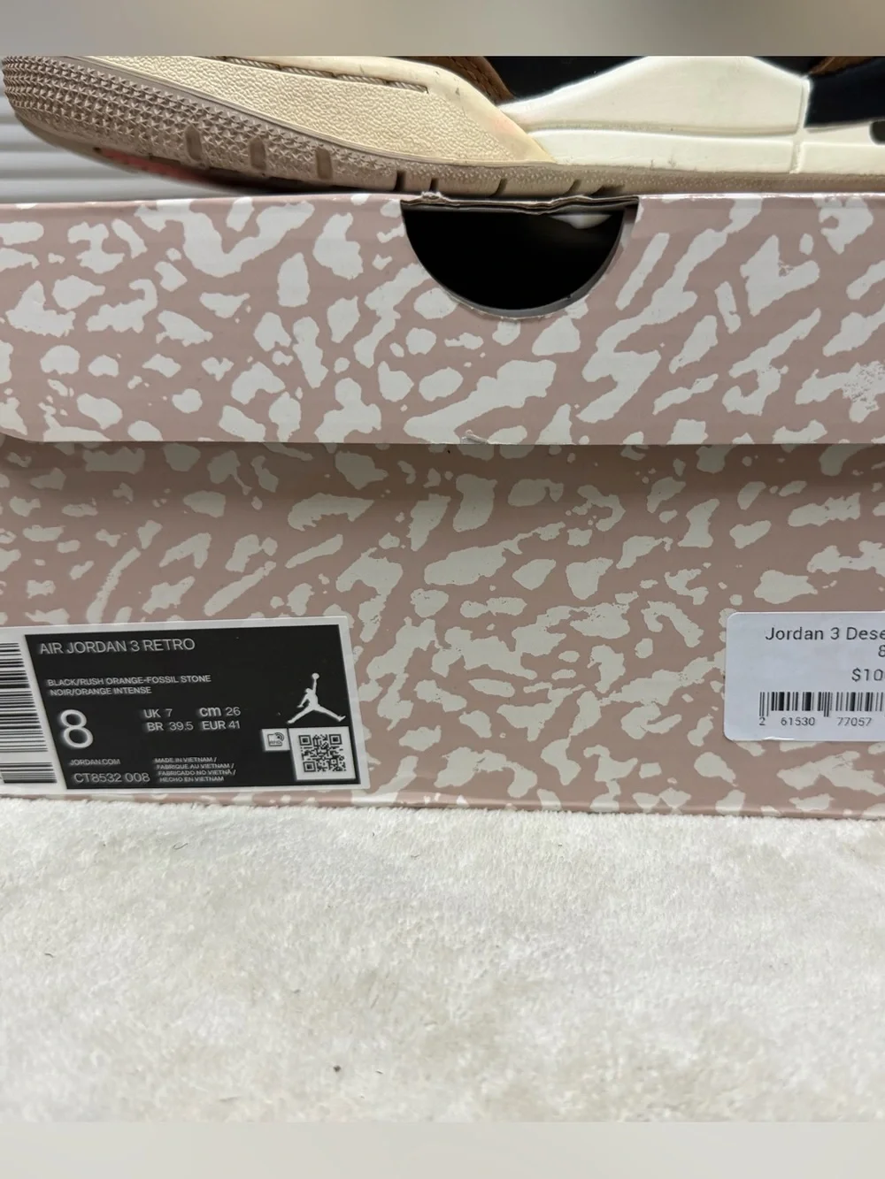 Air Jordan 3 Retro “Desert Elephant” – Men’s Size 8
